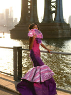 Magenta And Royal Purple Mermaid Prom Dress With Heritage Inspired Ruffle