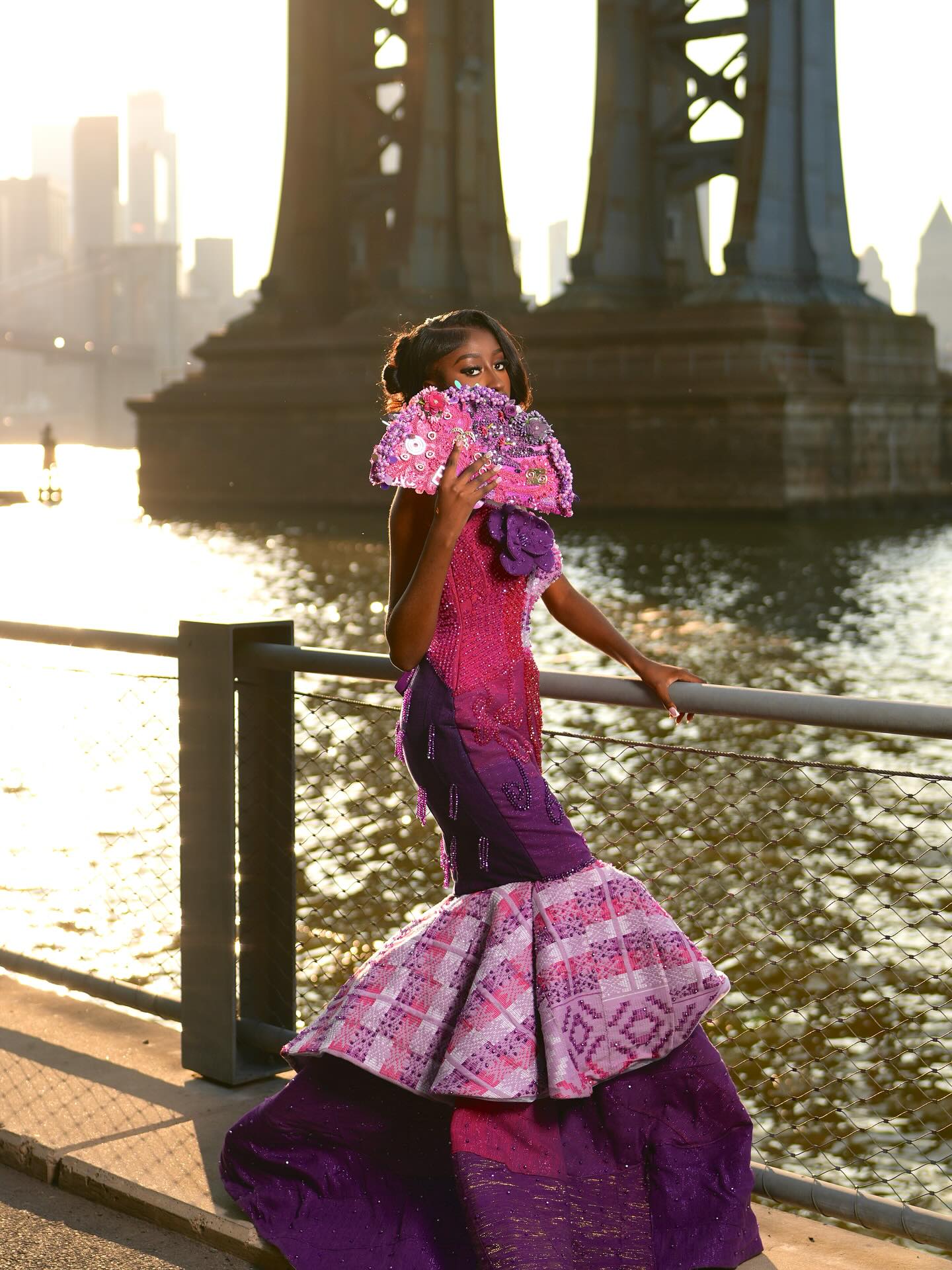 Magenta And Royal Purple Mermaid Prom Dress With Heritage Inspired Ruffle