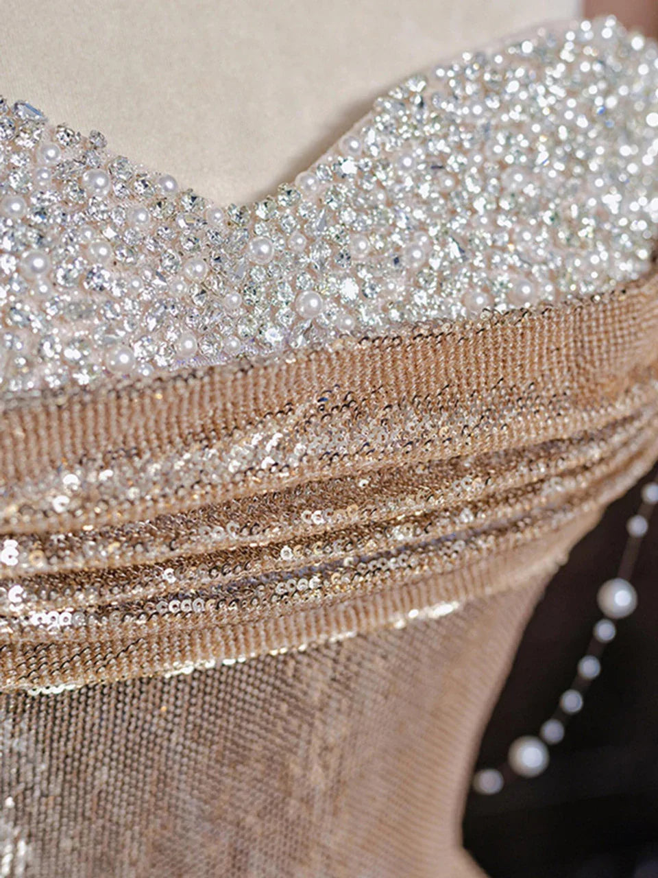 Robe de bal scintillante à sequins sirène, décolleté cœur, robe de soirée Y7612