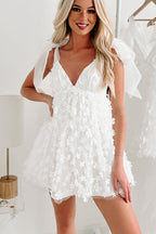 Abito Mini in Tulle e Organza con Applique Floreale Amore in Fiore