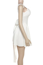 Abiti da Sera a Collo Quadrato con Fiocco e Schienale Interamente Scoperto, dal Design Dolce e Semplice