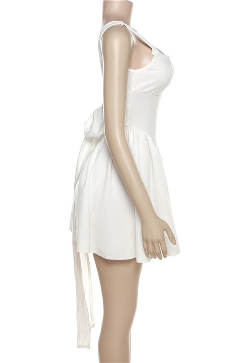 Abiti da Sera a Collo Quadrato con Fiocco e Schienale Interamente Scoperto, dal Design Dolce e Semplice