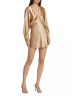 Delicate Strappy Deep V-Neck Tela Satin Mini Dress