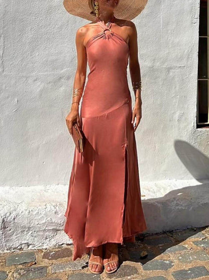 Neckholder-Kleid mit trägerlosem Ringträger und unregelmäßigem Schnitt 