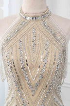 BMbridal Gorgeous High Neck Sleeveless Mermaid Prom Dress With Rhinestones