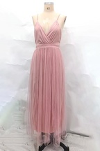 Abiti da sera in maglia senza schienale a collo a V in tinta unita sensuale