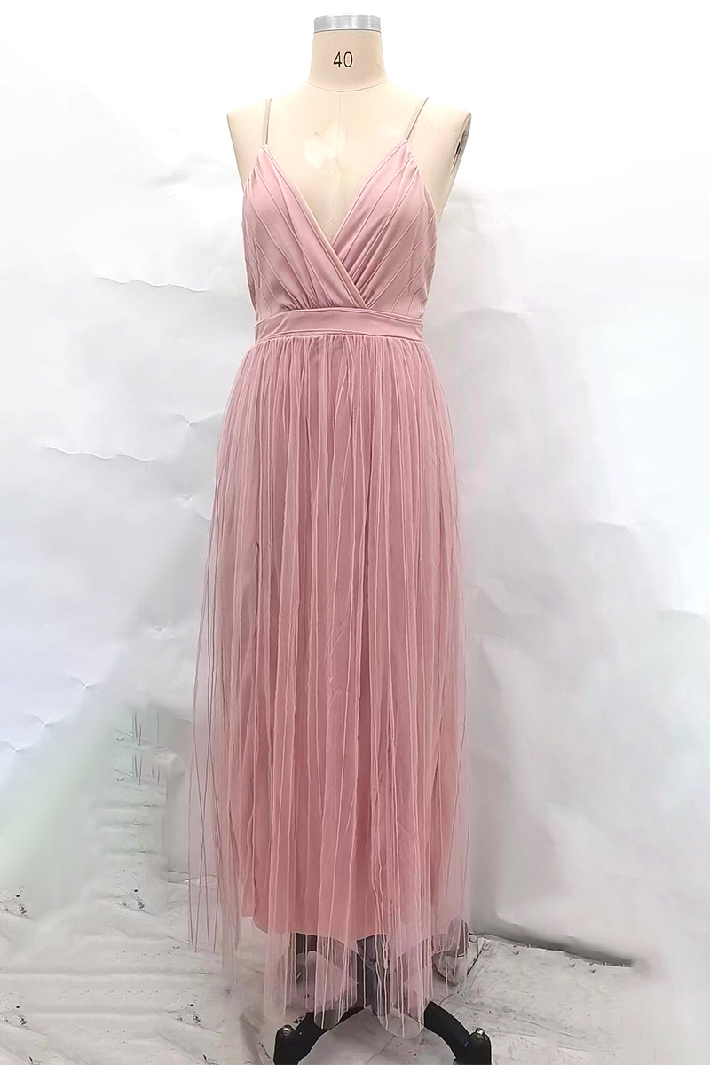 Sexy Abendkleider in Volltonfarbe mit rückenfreiem Netzstoff und V-Ausschnitt 