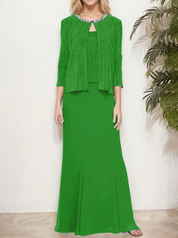 فستان مزيّف معدني من قطعتين مع سترة