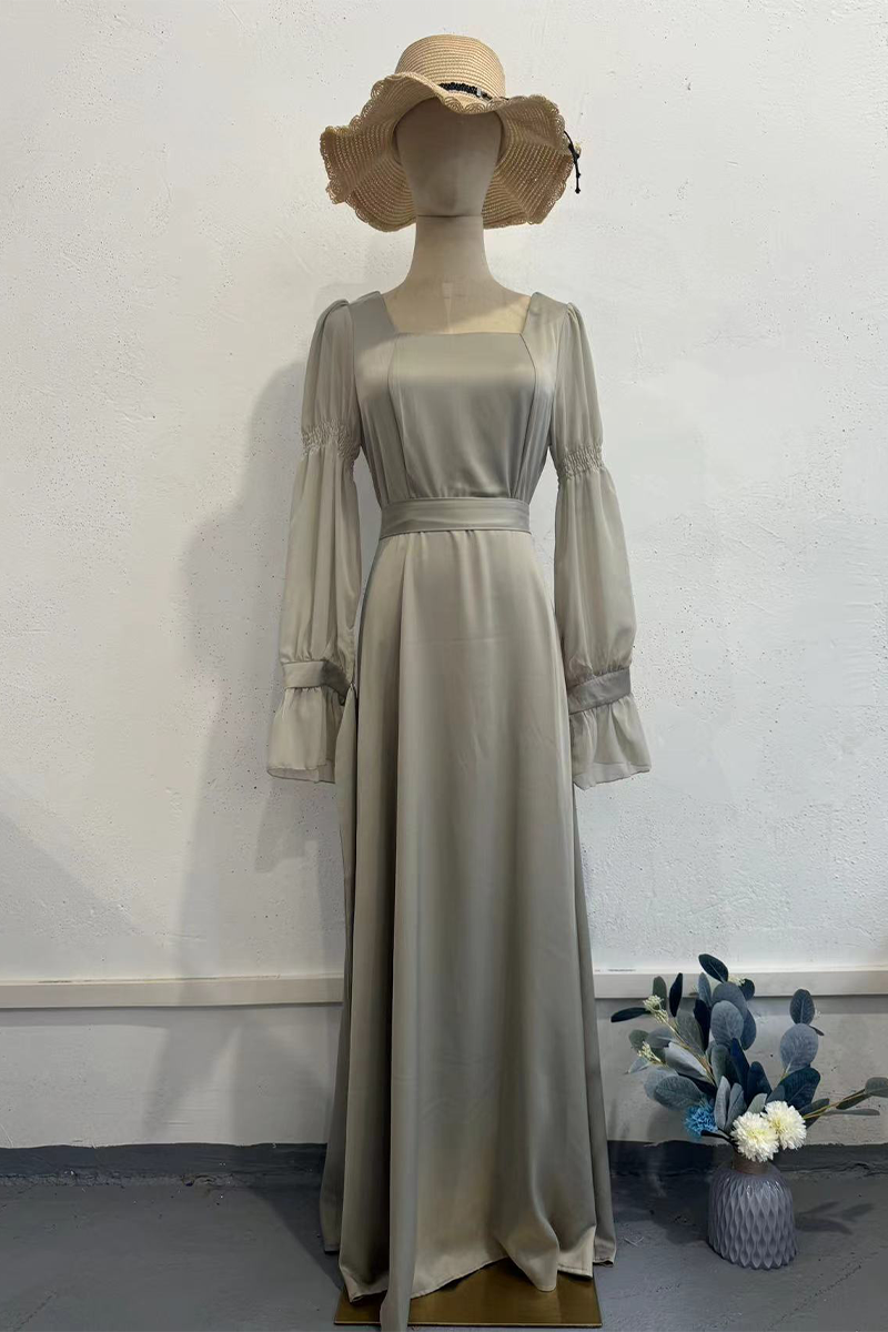 Abiti da Sera Eleganti a Tinta Unita con Scollatura Quadrata e Allacciatura