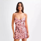Sparkly Sequin Backless Mini Prom Dress