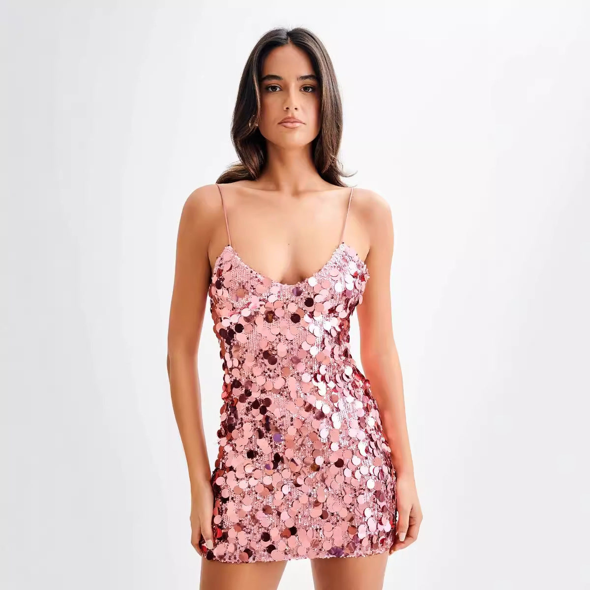 Sparkly Sequin Backless Mini Prom Dress