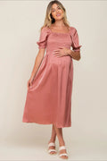 6107#Short Puff Sleeves Maternity Dress for Baby Shower