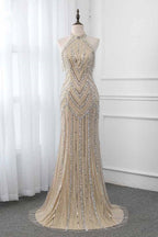 BMbridal Gorgeous High Neck Sleeveless Mermaid Prom Dress With Rhinestones