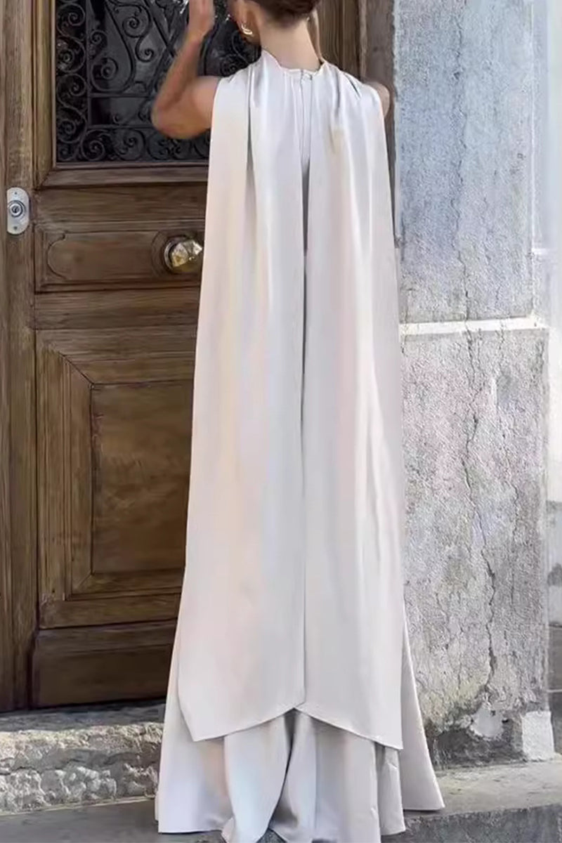 Elegantes Abendkleid mit Rundhalsausschnitt und Patchwork-Muster für Prominente 