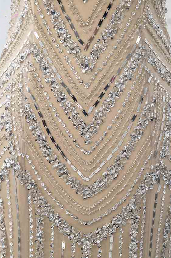 BMbridal Gorgeous High Neck Sleeveless Mermaid Prom Dress With Rhinestones