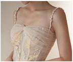 Abito da sera a linea ad A con fiori ricamati in tulle Abito da ballo splendido Y287