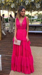 Robe de soirée élégante rose vif en ligne A Robe de cérémonie rose vif Y5337