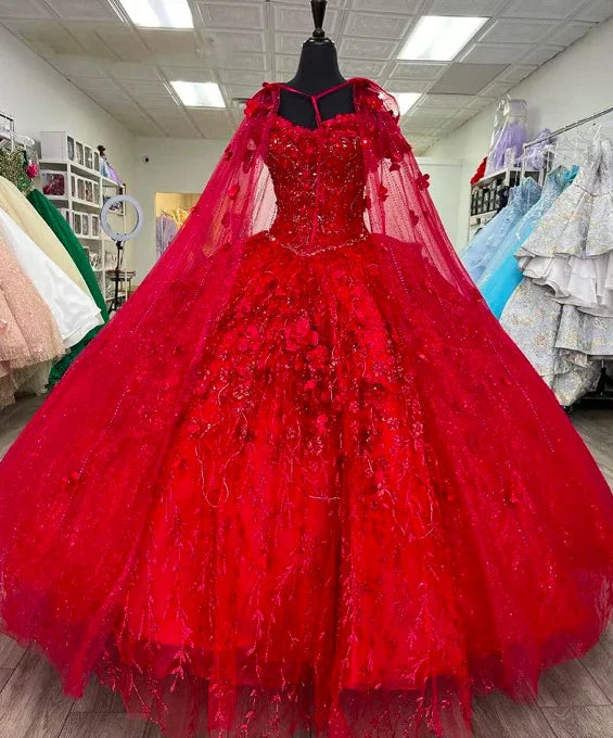 Abito lussuoso rosso per Quinceañera, abito da ballo rosso, abito rosso per sedicesimo compleanno Y2338