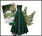 Vestido de Festa Verde Esmeralda em Linha A com Alças Finas, Vestido Elegante para Noite Y1799