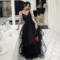 Abito da sera in tulle nero con paillettes da ballo Y1021