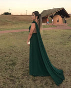 Abito da sera verde chiffon monospalla Y5774