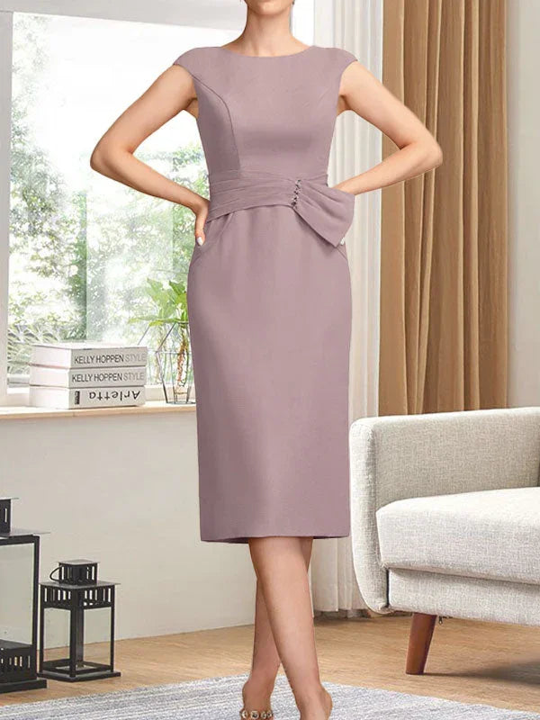 Abito da madre della sposa in chiffon, a guaina/colonna, con spacco al ginocchio, paillettes plissettate