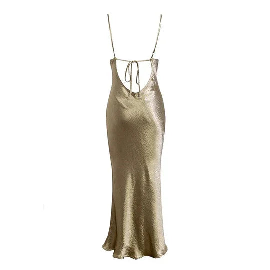 Abito elegante da sera con spalline sottili, senza schienale, formale e seducente Y410