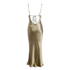 Abito elegante da sera con spalline sottili, senza schienale, formale e seducente Y410