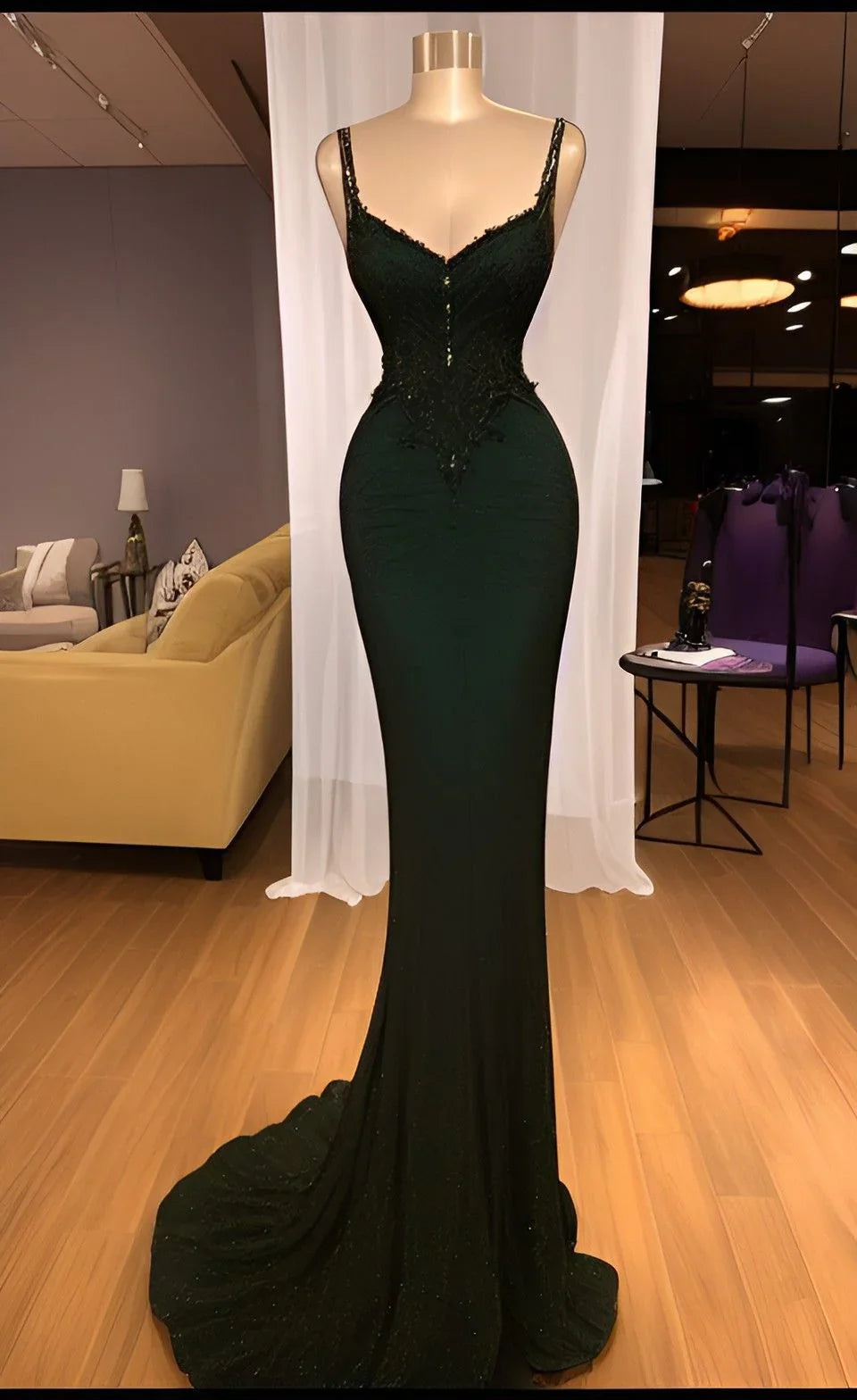 Splendido Abito da Sera Verde Sirena, Abito per Concorso Y4213