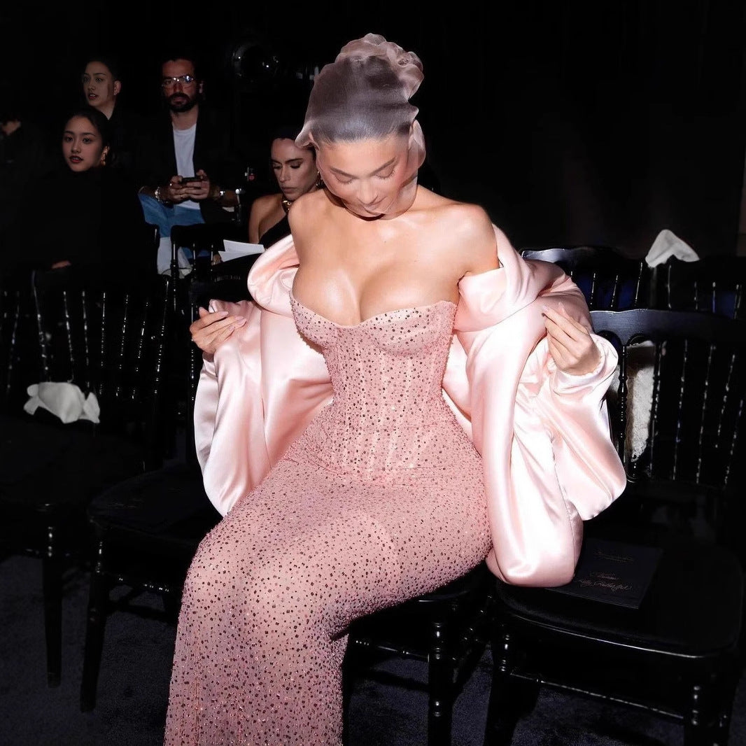 Sequin Fishbone Form-Fitting Strapless Prom Dress