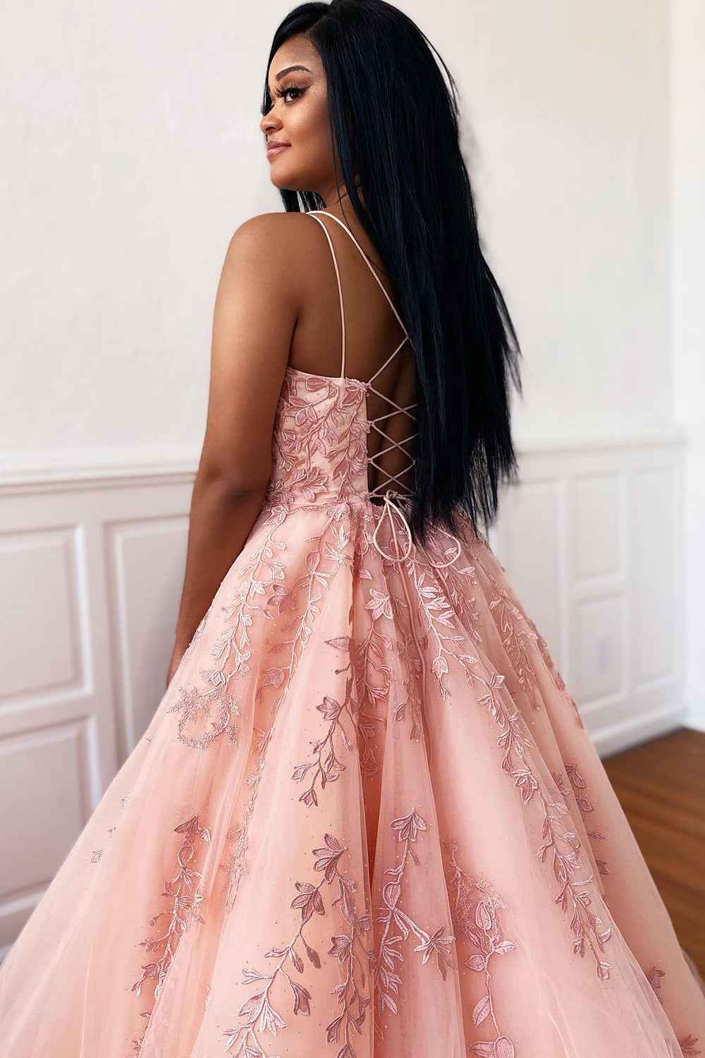 Princess Yellow Spaghetti Straps Prom Dress For Weddings And Evening Parties