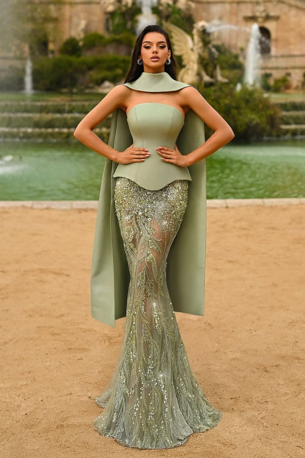 Custom Straps Sleeveless Long Mermaid Prom Dress With Applique