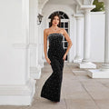 Strapless Beaded French Style Sleeveless Prom Dress
