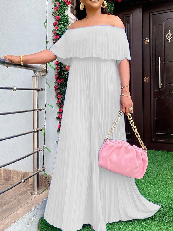 Wickel-, Plissee- und einfarbige, schulterfreie Abendkleider 