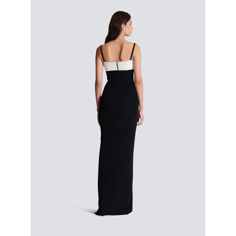 Monochrome Slit Satin Party Prom Dress
