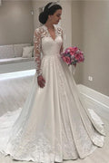 Sweetheart Long Sleeve Mermaid Lace Appliques Wedding Dress