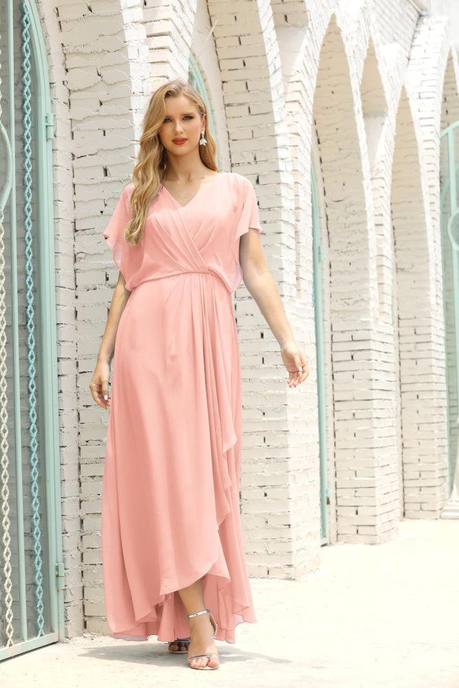 Vestidos de Mãe da Noiva Tamanho Grande Decote em V Comprido para Baixo Vestido de Gala Formal para Convidado de Casamento 28020