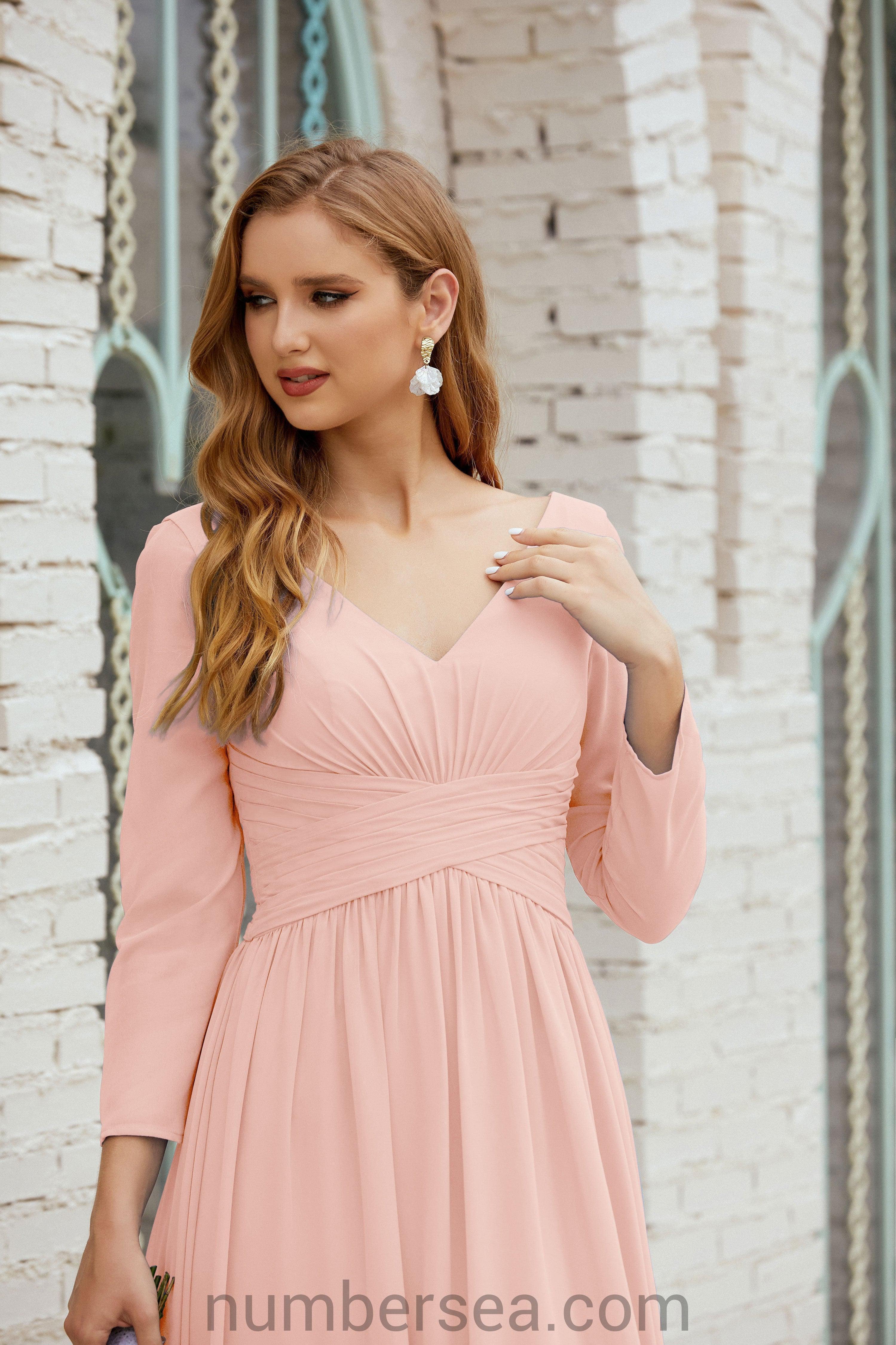 Abito da damigella Numbersea in chiffon, abito formale per festa, abito da sera 28016