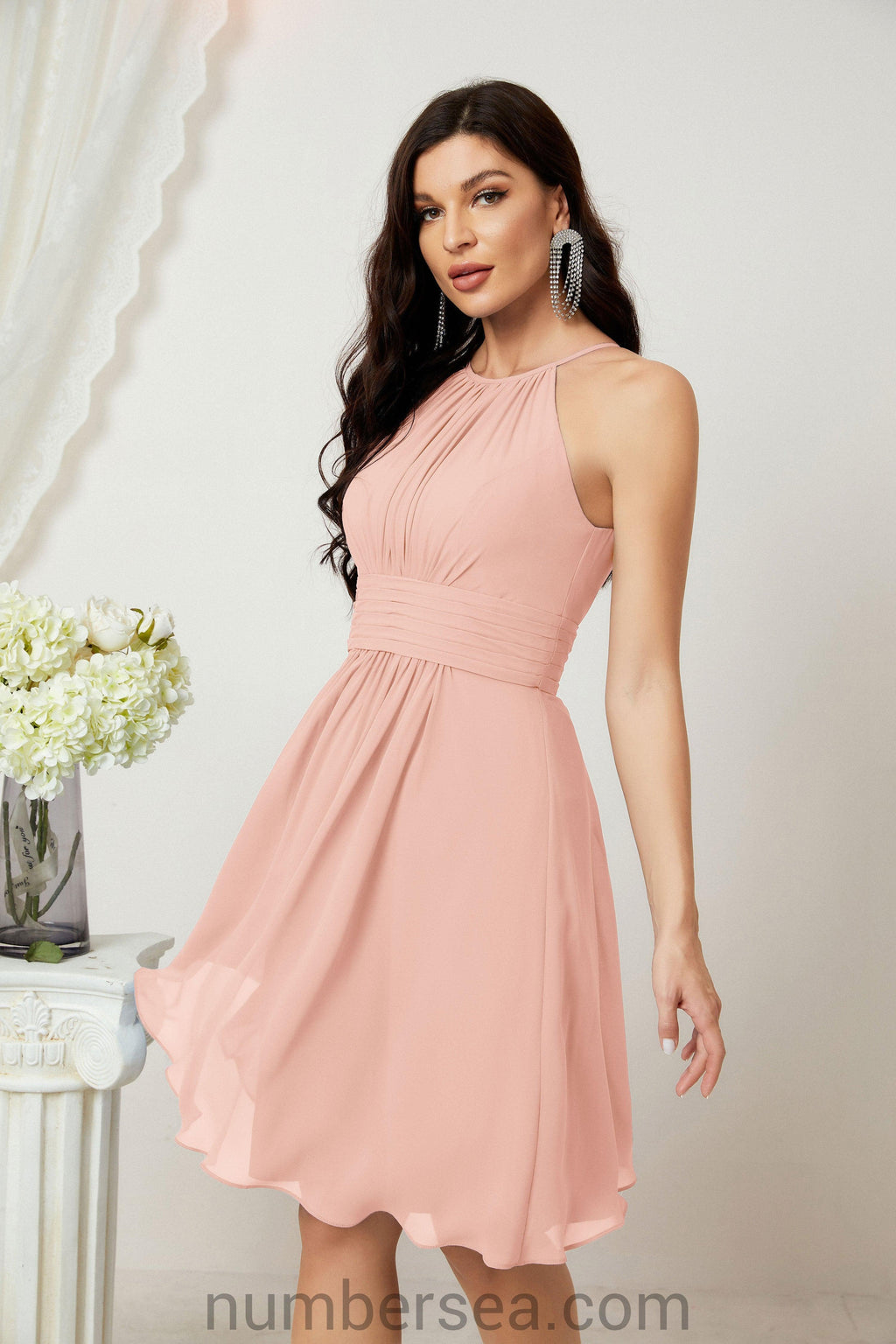 Robe de soirée formelle pour bal de fin d'études ou cocktail Halter 28011