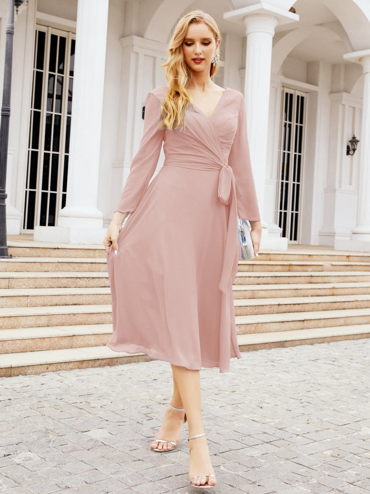 Bridesmaid Dress V-Back Waist Belt Mother of the Bride Wedding Guest SY28031