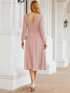 Bridesmaid Dress V-Back Waist Belt Mother of the Bride Wedding Guest SY28031