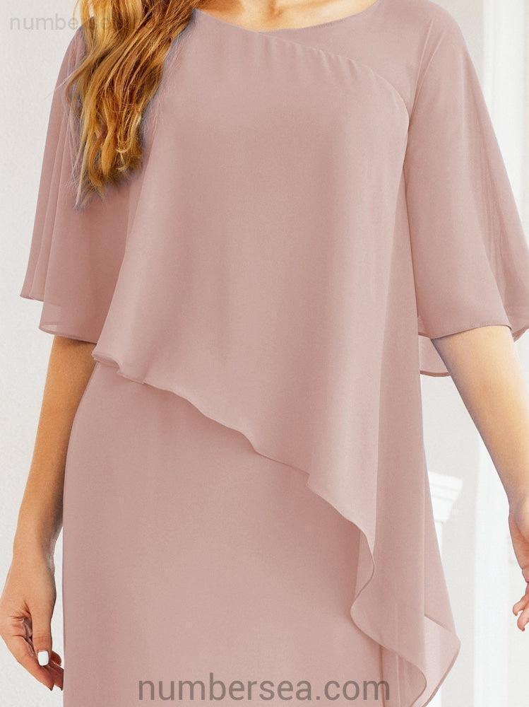 Robe de soirée formelle longue pour mère de la mariée avec cape à volants 28026