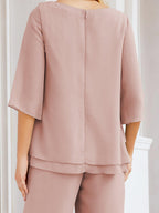 Robe de mariée élégante pour la mère de la mariée en deux pièces, tailleur pantalon grande taille à volants superposés, peignoir argenté 28064
