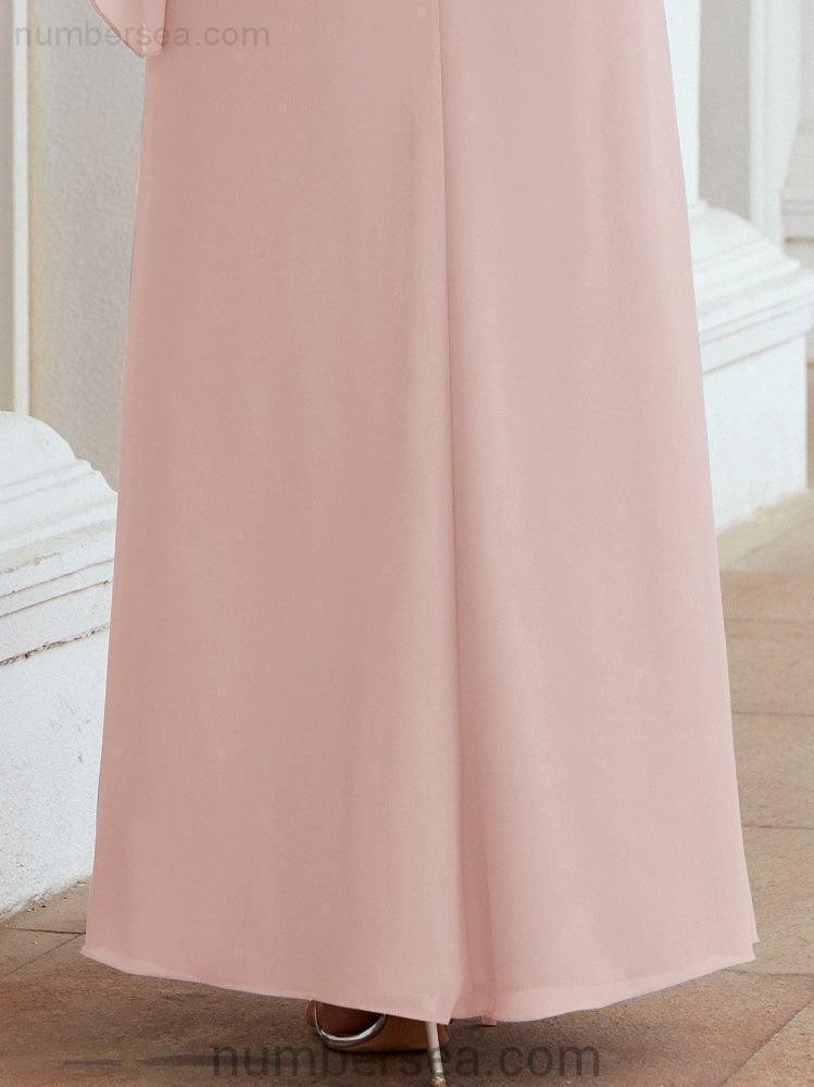 Robe de soirée formelle longue pour mère de la mariée avec cape à volants 28026