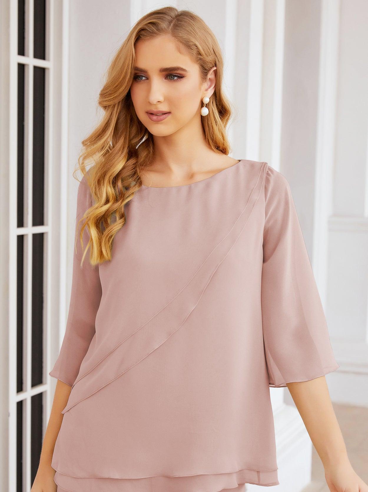 Robe de mariée élégante pour la mère de la mariée en deux pièces, tailleur pantalon grande taille à volants superposés, peignoir argenté 28064