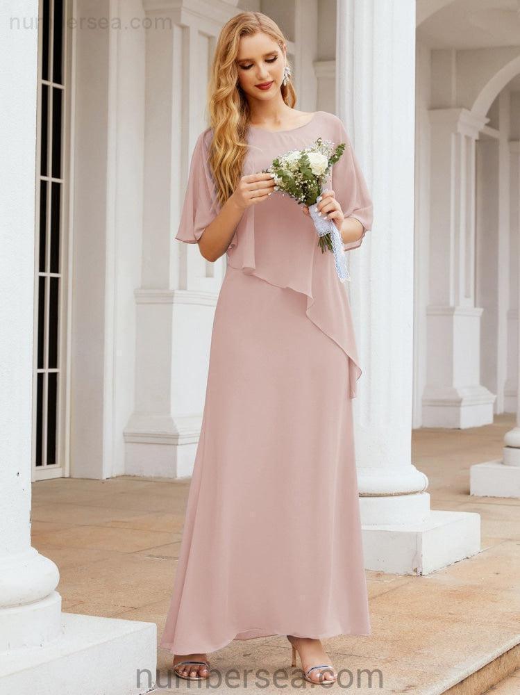 Robe de soirée formelle longue pour mère de la mariée avec cape à volants 28026