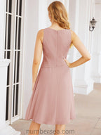 Vestidos para a Mãe da Noiva Vestido de Baile de Finalistas Vestido Casual Pregueado 28065