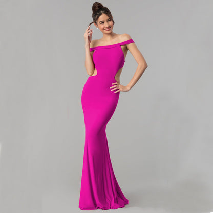 Vestido de noche largo con hombros descubiertos para mujer: elegante vestido formal 