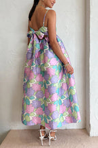 Vestido midi de corte A con lazo en la espalda y estampado floral Garden Goddess 