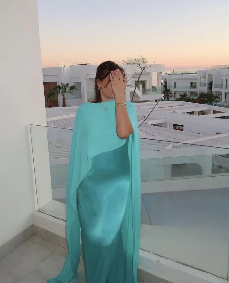 Elegante Abito Lungo da Sera in Satin e Chiffon per Ballo Y7867